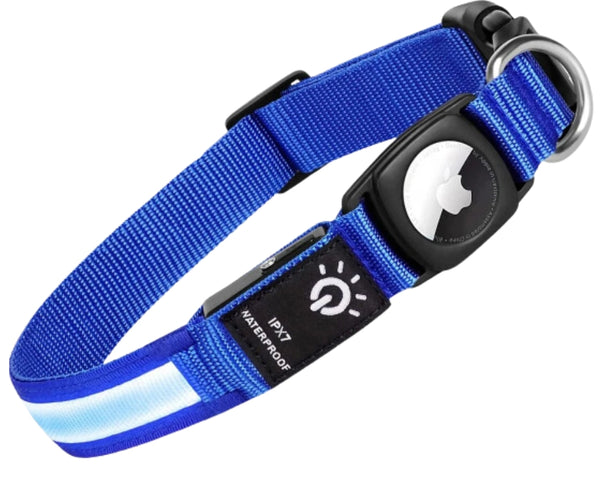 Waterproof LED DOG Collar with Apple AirTag Case