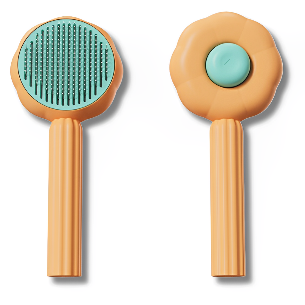 ORANGE cat brush for removing loose fur and massaging, ergonomic design for comfortable grooming