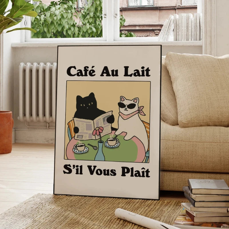 Modern Cat Café Canvas Print