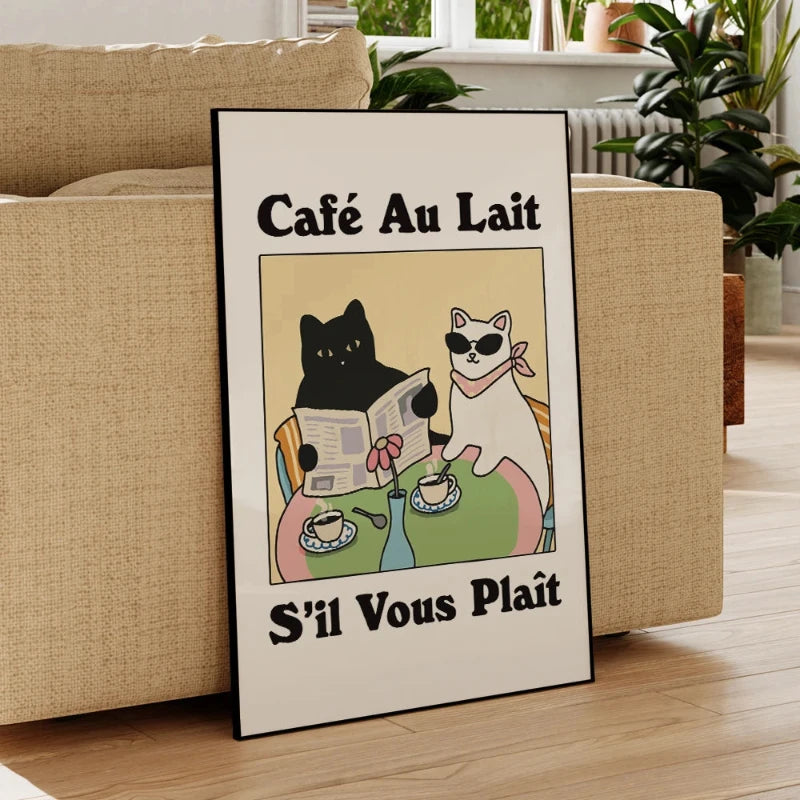 Modern Cat Café Canvas Print