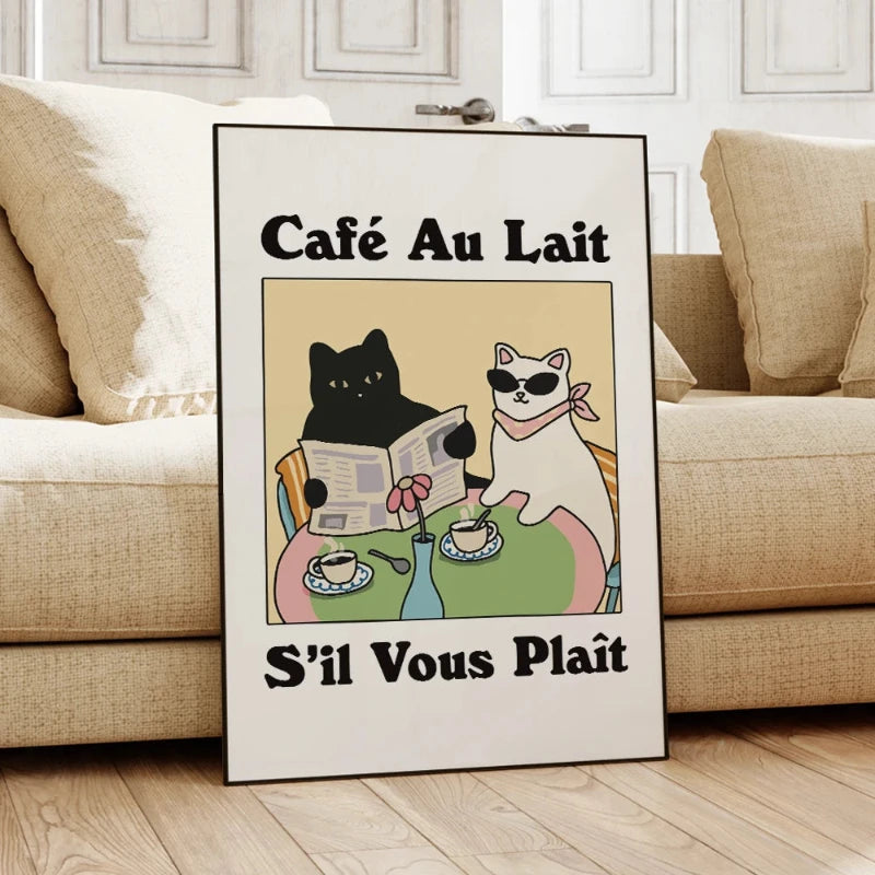 Modern Cat Café Canvas Print