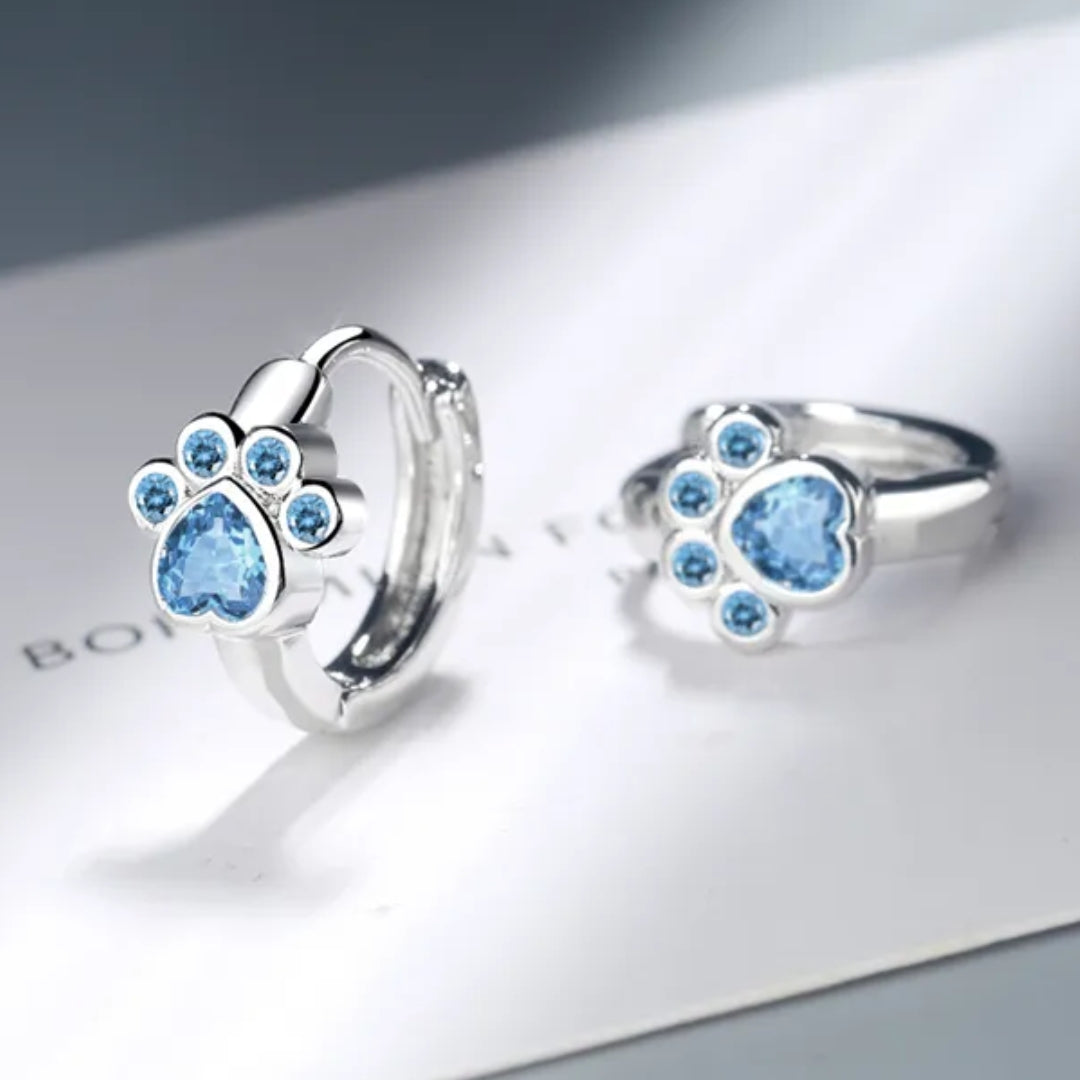 Cat lover gift blue zircon claw earrings