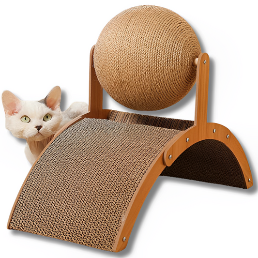 Close-up of the natural sisal material on the cat scratching ball