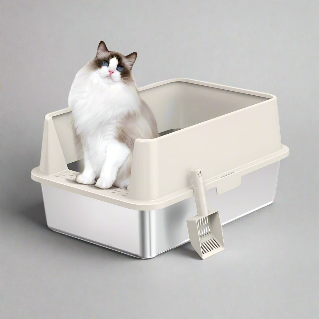 Cat-litter-Box-Stainless-Steel extra lerge white