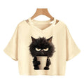 Cute graphic cat top for casual wear