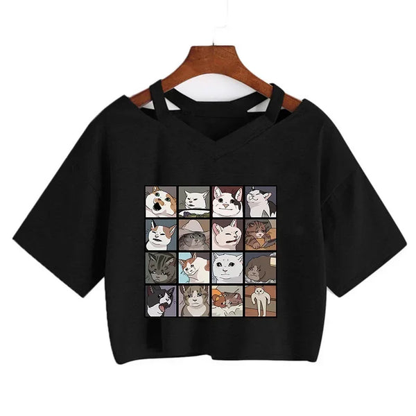 Cropped cat t-shirt for women