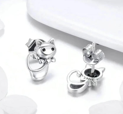 Cat Shaped Earrings – Crafted in 925 Silver