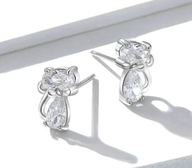 925 Sterling Silver Earrings Cute Cat