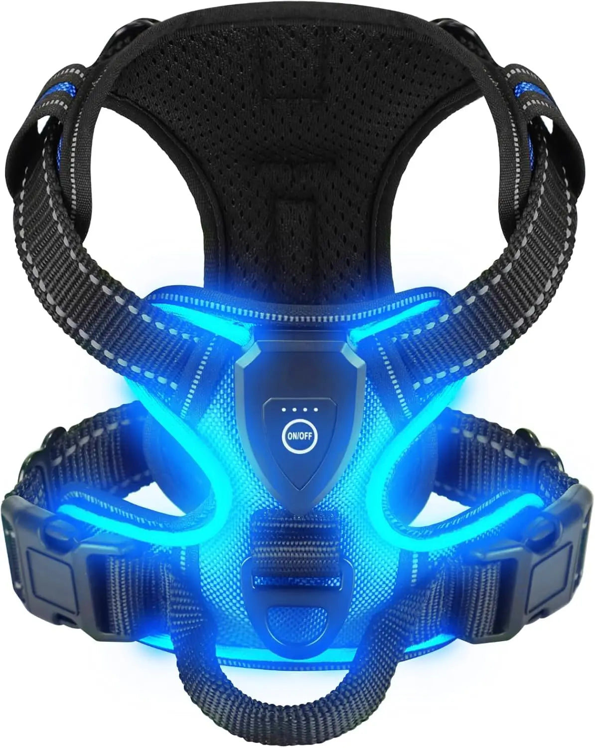 LED Dog Harness for Night Safety with Rechargeable Lights