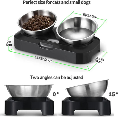 Elevated Stainless Steel Cat Bowl Set - Anti-Vomiting Design