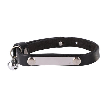 Customizable Leather Cat Collar with Bell - Personalized ID