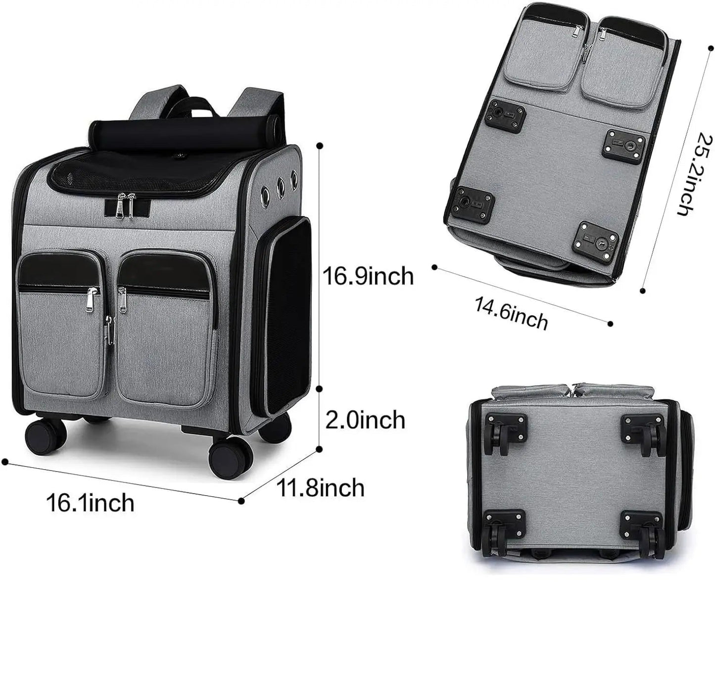 Pet Carrier Backpack Breathable Pet Carrier Wheels Collapsible Dog Backpack Carrier for Small Dogs Cats Puppy Dog