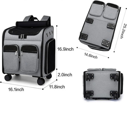 Pet Carrier Backpack Breathable Pet Carrier Wheels Collapsible Dog Backpack Carrier for Small Dogs Cats Puppy Dog