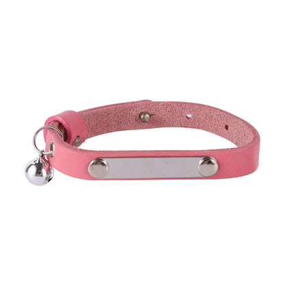 Customizable Leather Cat Collar with Bell - Personalized ID