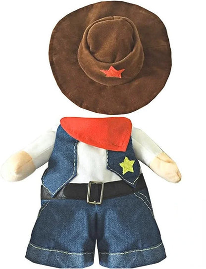 Pet Dog Cat Halloween Costumes,West Cowboy Uniform with Hat,Funny Pet Cowboy Outfit,Clothing Funny Costume for Cats & Small Dogs