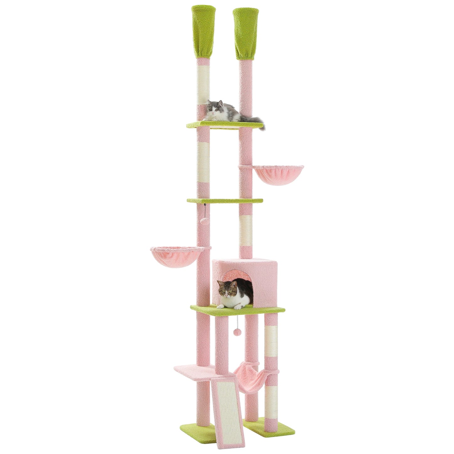 Cactus Cat Tree Tower with Adjustable Height and Hammock