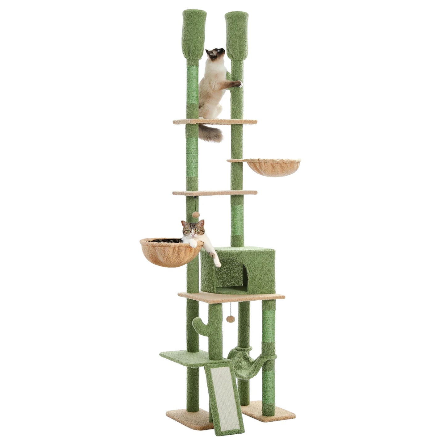 Cactus Cat Tree Tower with Adjustable Height and Hammock