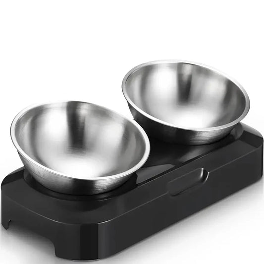 Elevated Stainless Steel Cat Bowl Set - Anti-Vomiting Design