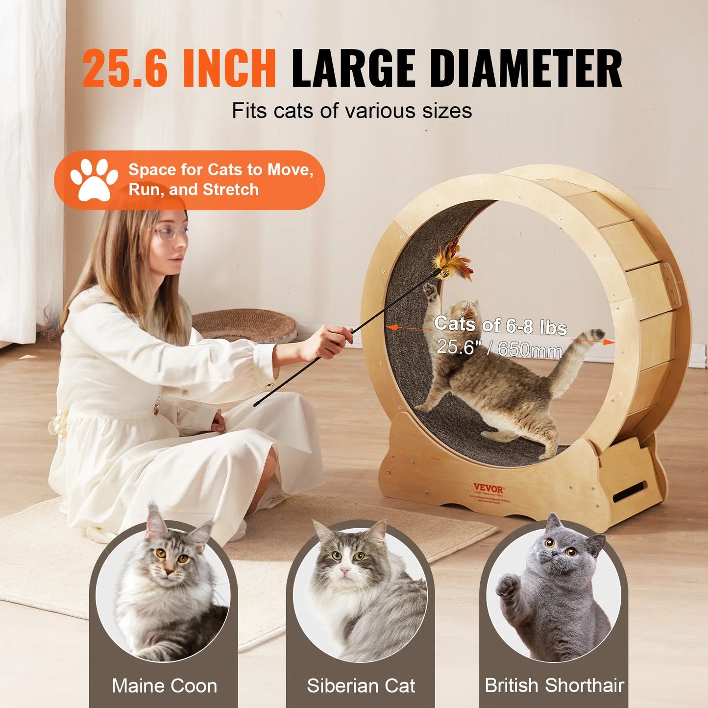 Cat Wheel - Silent Cat Exercise Wheel with Detachable Carpet