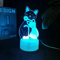 Detailed view of the Cat 3D Night Light's touch-sensitive base and colorful remote control.