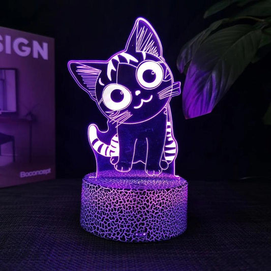 Cat 3D Illusion Night Light showcasing its colorful display and sleek design, ideal for modern home decor