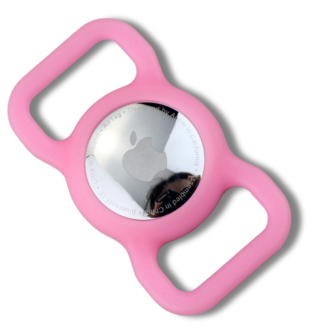 Silicone AirTag case for GPS tracking on pet collars pink