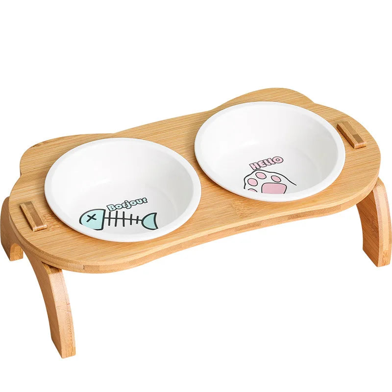 Double Elevated Food and Water Bowl for Cats