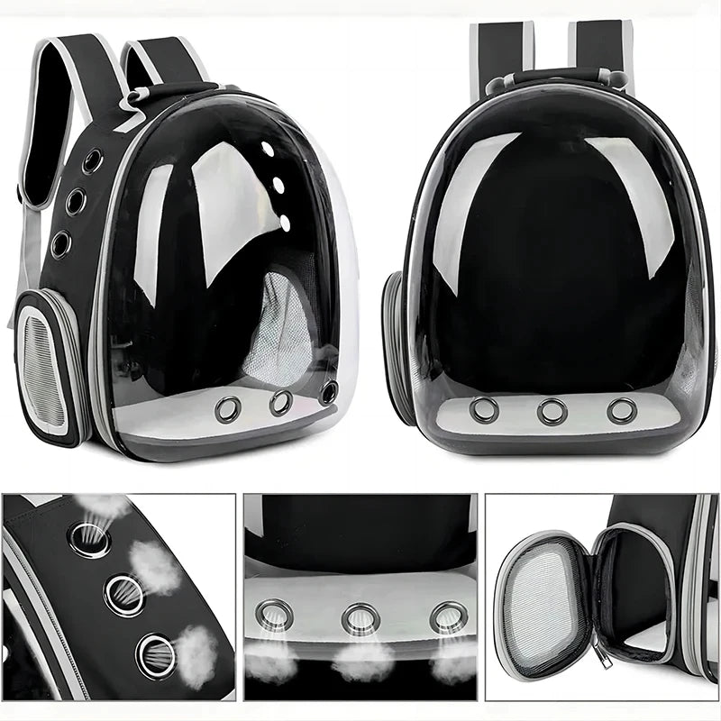 Durable cat carrier backpack with 9 ventilation holes and side pockets