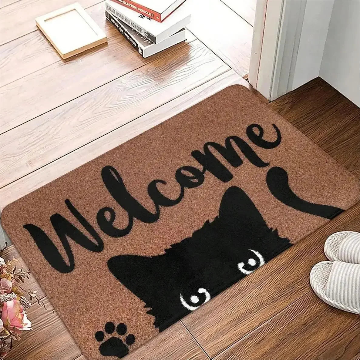 Cute cat pattern entrance door mat welcome mat bathroom kitchen non-slip floor carpet washable bedroom home decoration small rug