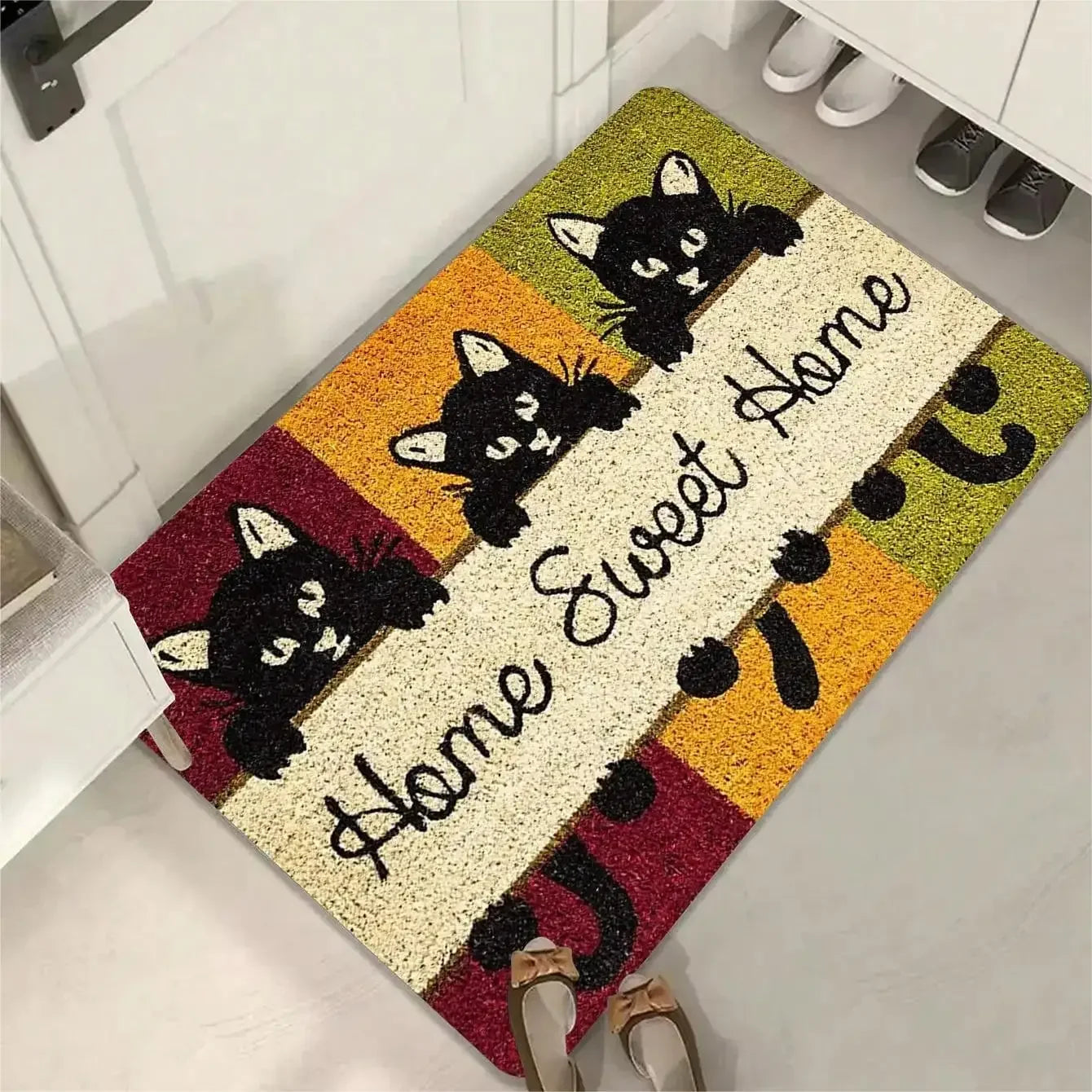 Cute cat pattern entrance door mat welcome mat bathroom kitchen non-slip floor carpet washable bedroom home decoration small rug