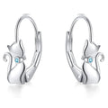 Sterling silver cat gift long tail earrings