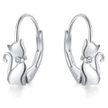 Elegant sterling silver long tail cat earrings