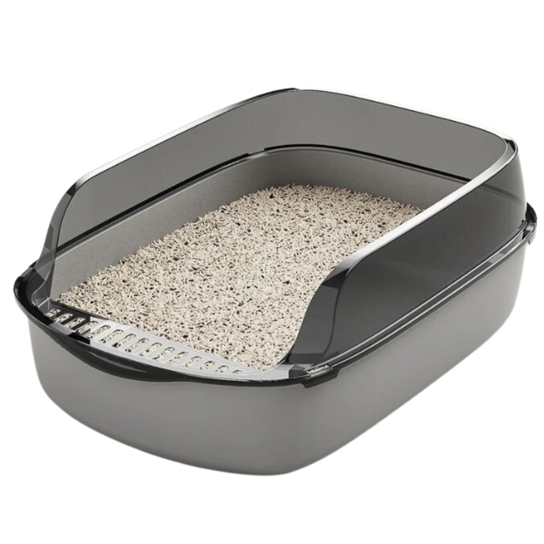 Open top cat litter box for improved air circulation