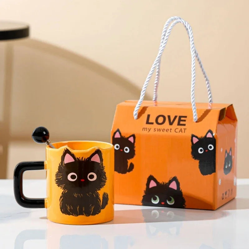 Cat mug with spoon and gift box