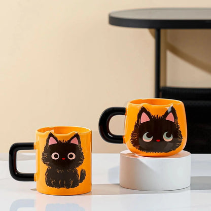 Cute cat-themed ceramic coffee mug