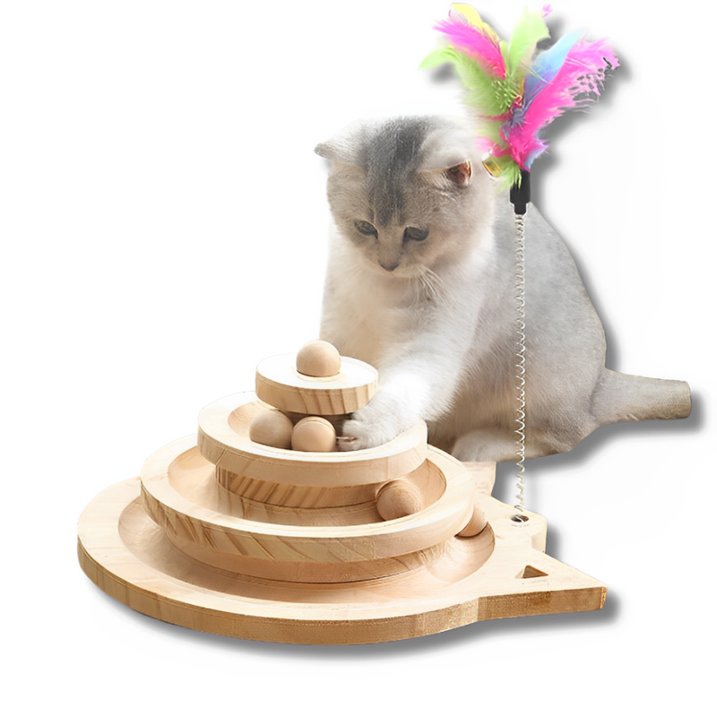 Cat toy tower of tracks interactive turntable