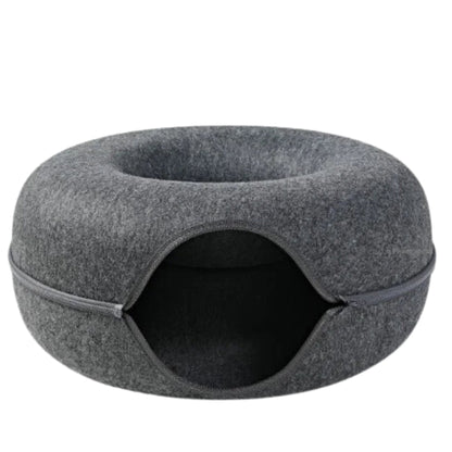 dark Gray Cat Donut Tunnel providing a cozy bed and play space for cats