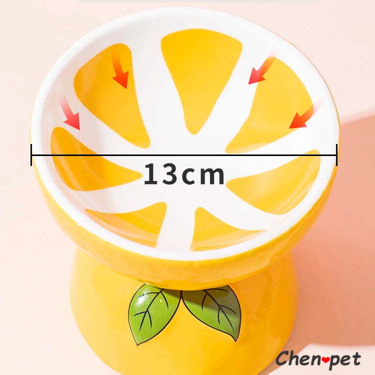 Colorful fruit-themed cat water bowl