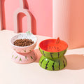 Cat bowl with watermelon and dragon fruit patterns