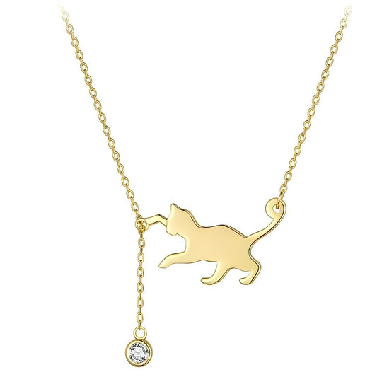 Cat pendant necklace perfect for gifting - Color gold