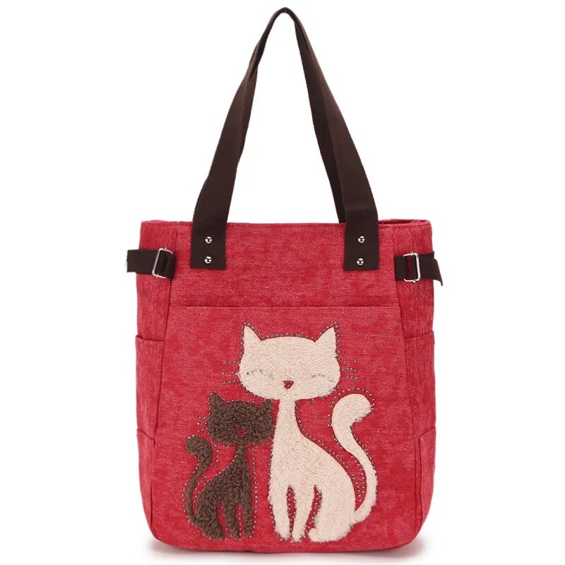 tote ba cat red