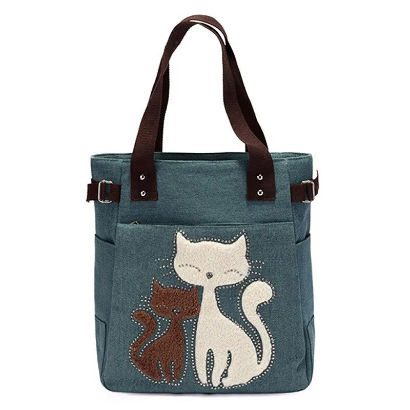 tote bag cat green